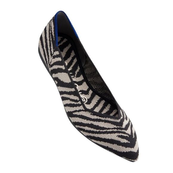 Rothy's The Point Black Zebra Flats Size 5 - Picture 2 of 15